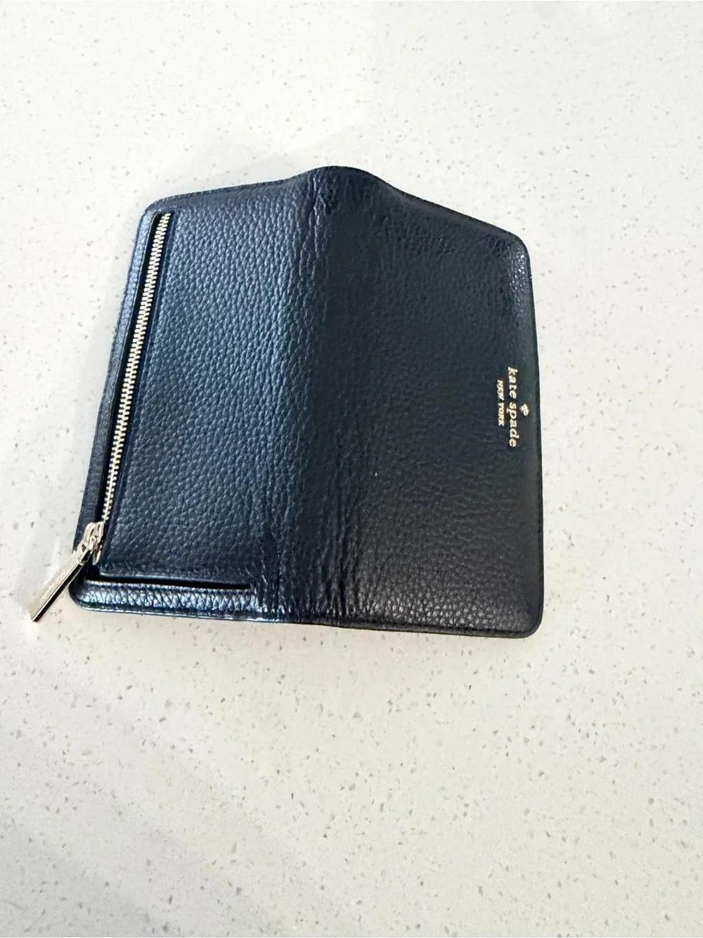 kate spade black pebbled leather wallet